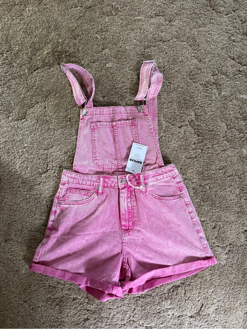 Pink Denim Short Overalls